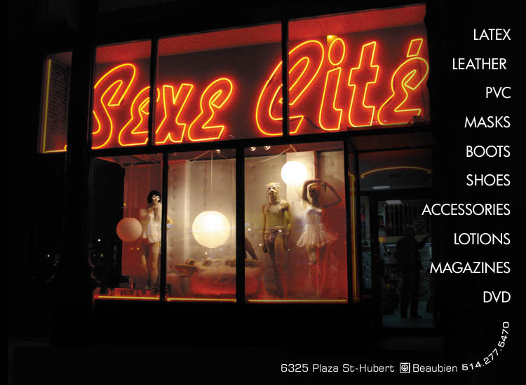 cuir latex pvc vinyle souliers bottes accessoires lotions lube f&eacute;tiche fetish montreal shop store